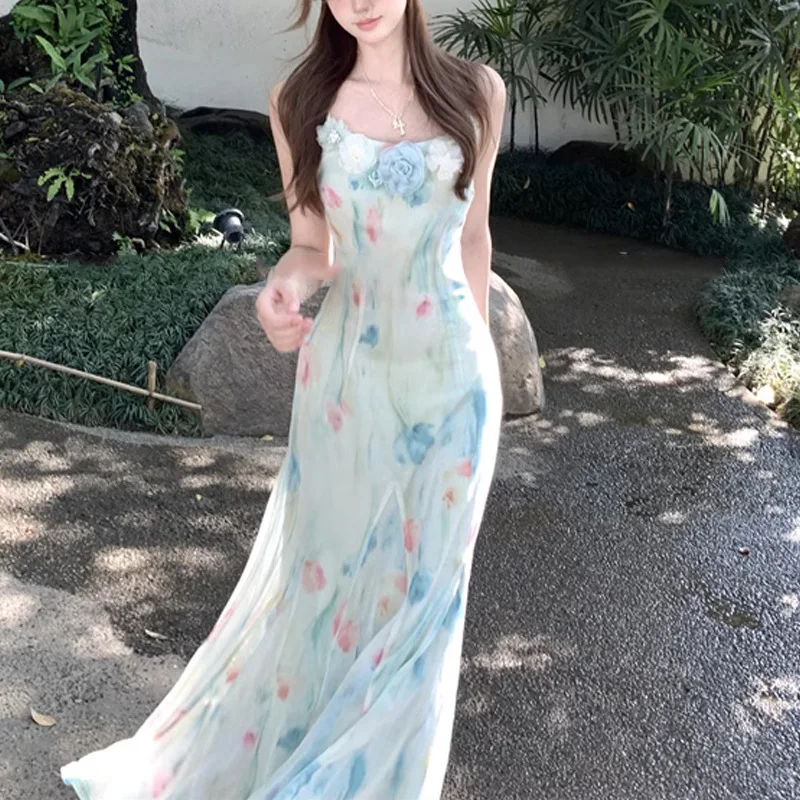 French Vintage Floral Midi Dress - Kawaii Zoete Y2k Japanse Midi Jurk