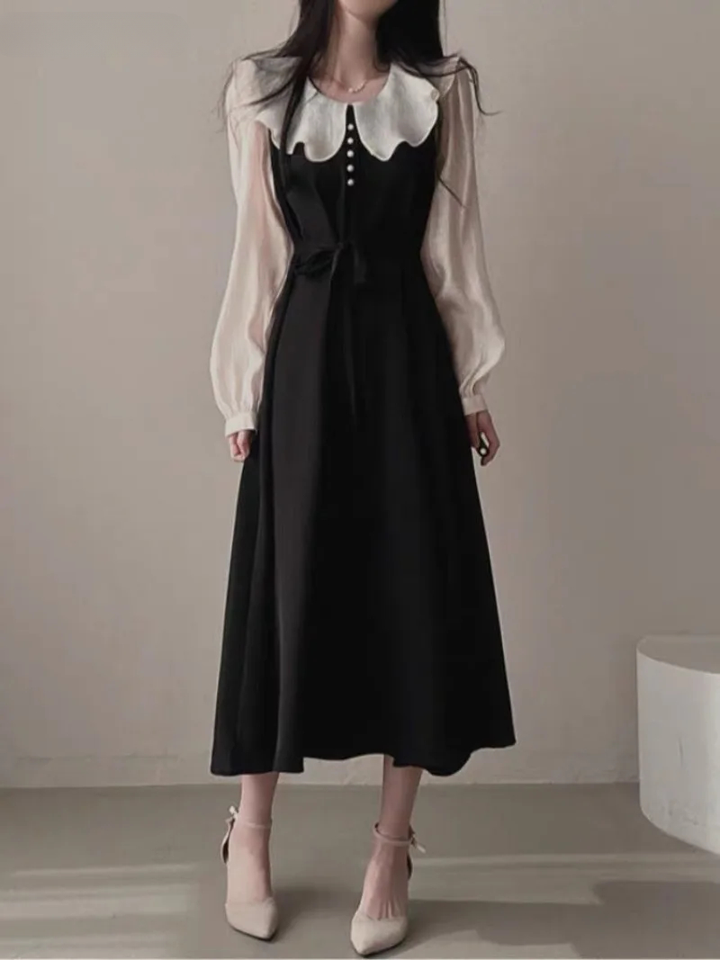 French Vintage Floral Midi Dress - Jurken met lange mouwen Dames Franse