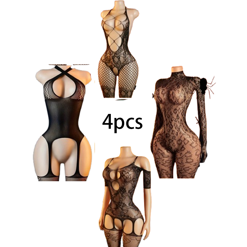 Lingerie - 4-delige sexy lingerie set: dames mesh