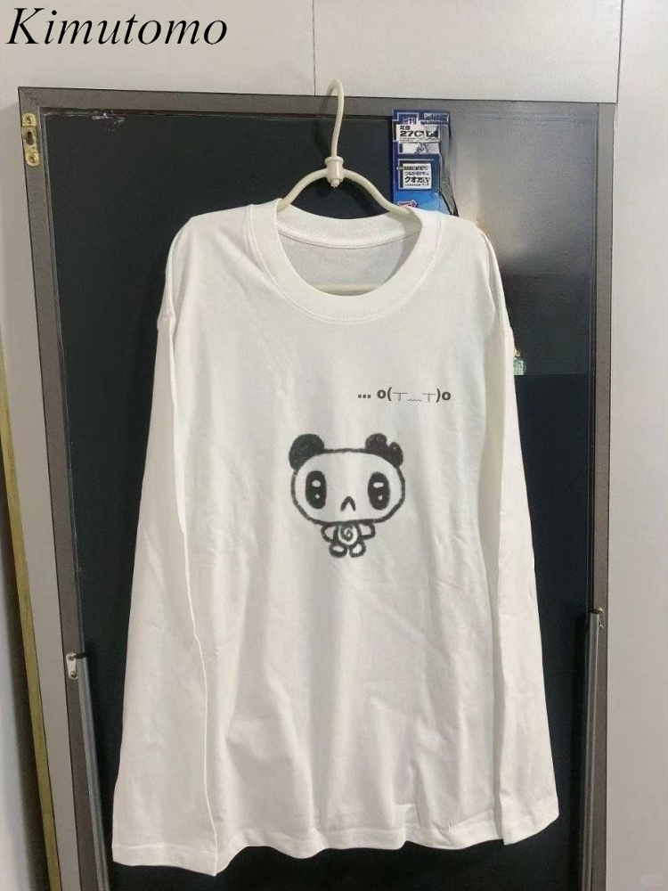 Blouses - Kimutomo T-shirts Vrouwen Cartoon Gedrukt Lange