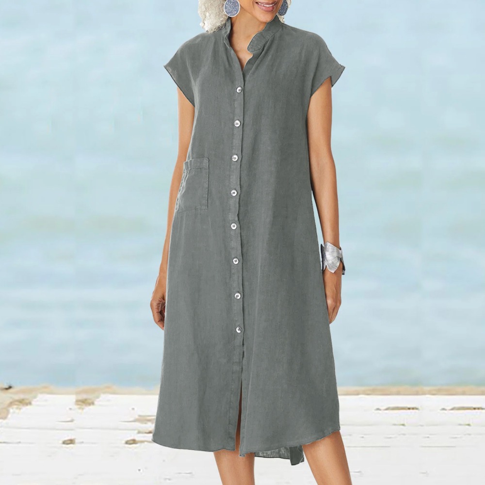 2026 Vrouwen Casual Zwart Shir - Casual Loose Linen Shirt Dress recensie en prijs
