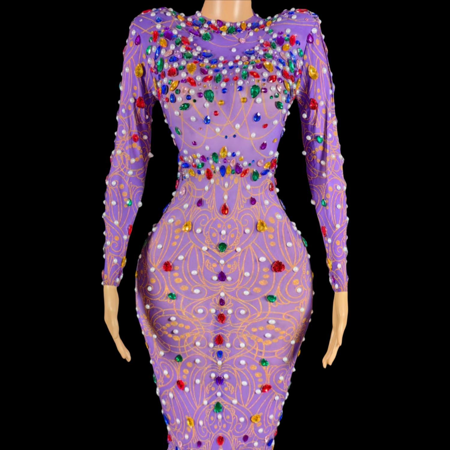 Sparkly Strass Paarse Zeemeerm - Sparkly Rhinestone Club Party Dress recensie en prijs