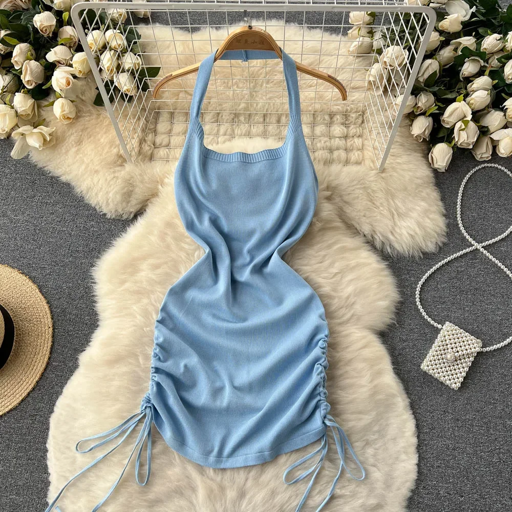 2024 Fashion Y 2K Solide Gebre - Y2K Backless Halter Mini Dress recensie en prijs