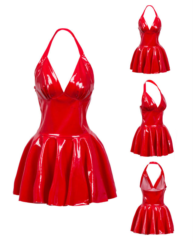 Vrouwen Sexy Latex Leer Geploo - Y2K Backless Halter Mini Dress recensie en prijs